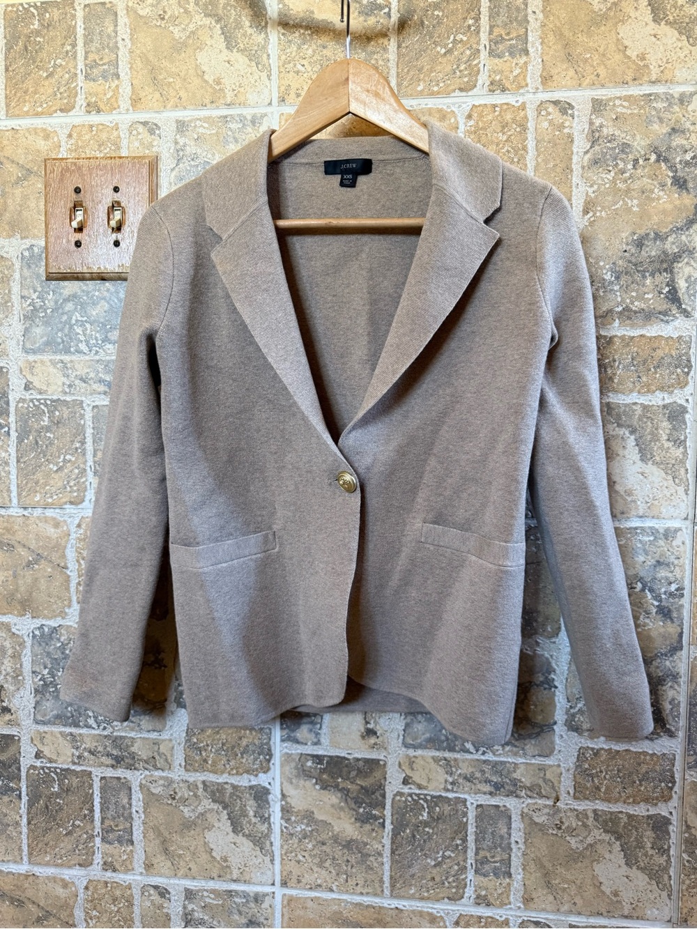 J. Crew "Camille" Heathered Sand Sweater Tailored Blazer XXS